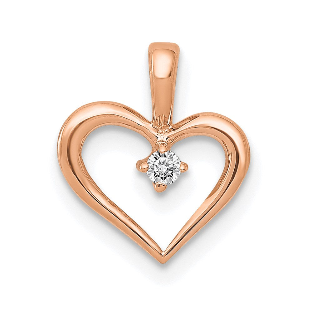 14k rose gold aa 02ct real diamond heart pendant pm4817 002 ra