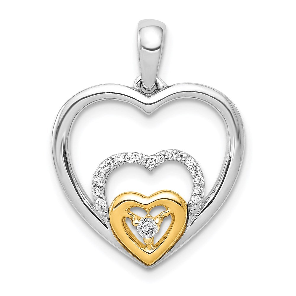 14k two tone gold 1 15ct real diamond triple heart pendant pm4929 008 wya