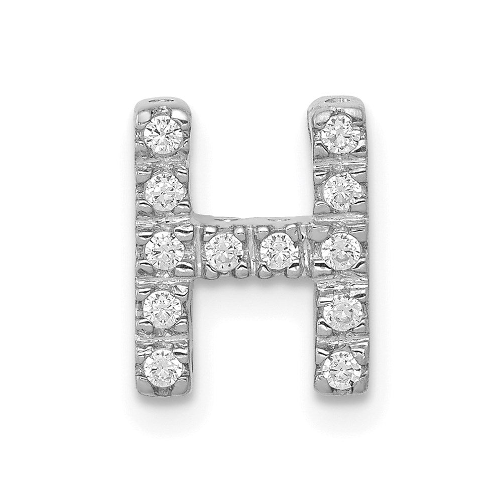 14k white gold real diamond letter h initial charm pm5221h 013 wa