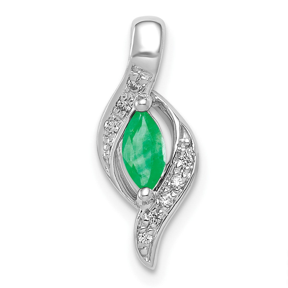 10k white gold real diamond and marquise emerald pendant pm5265 em 004 1wa