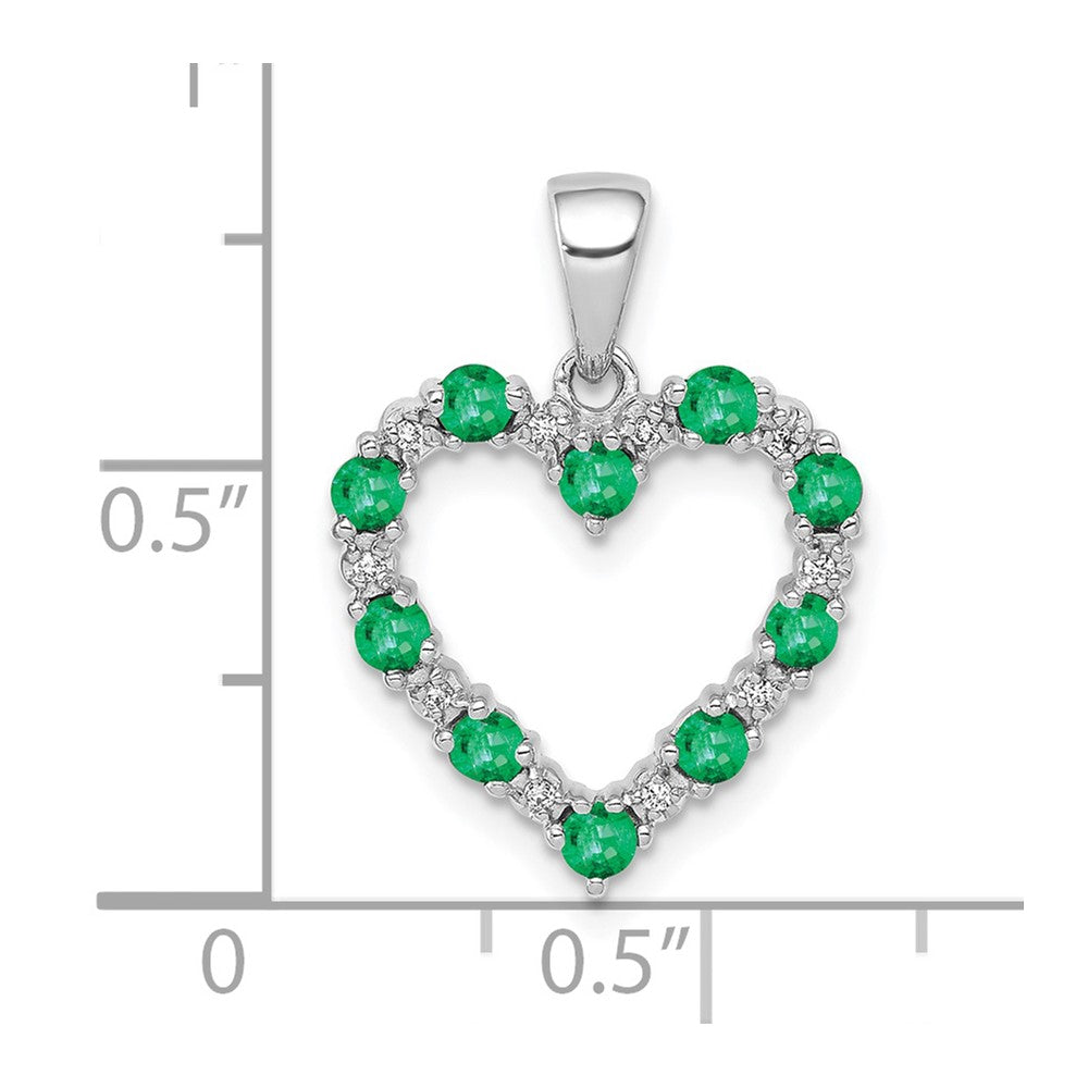 10k white gold real diamond and emerald heart pendant pm5270 em 003 1wa