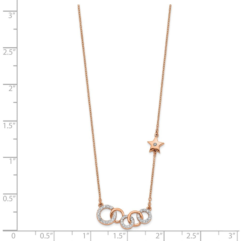 14k rose gold real diamond circles w star 18in necklace pm6903 015 ra