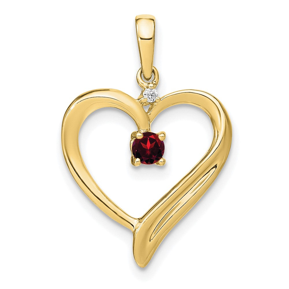 10k yellow gold garnet and real diamond heart pendant pm7005 ga 001 1ya