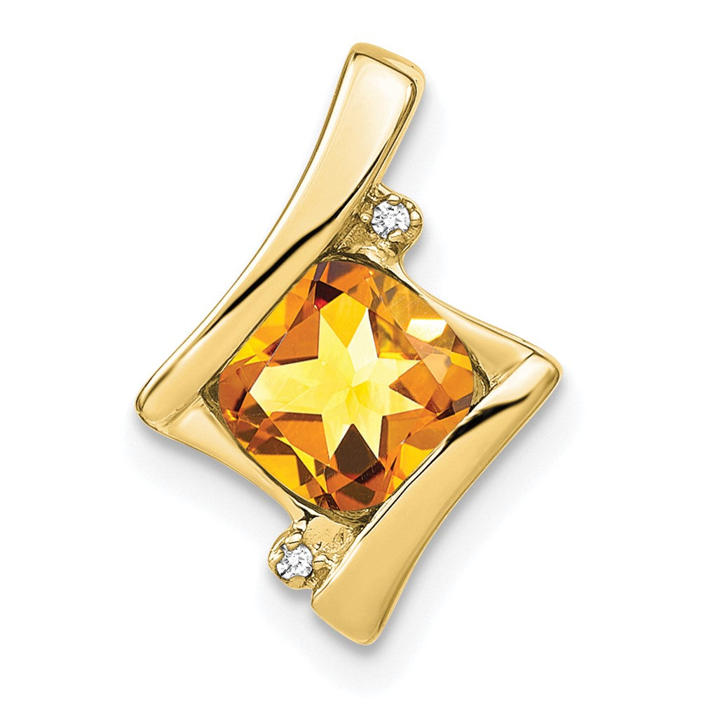 10k yellow gold citrine and real diamond pendant pm7033 ci 001 1ya
