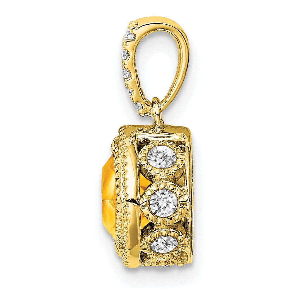 10k yellow gold cushion citrine and real diamond pendant pm7092 ci 021 1ya