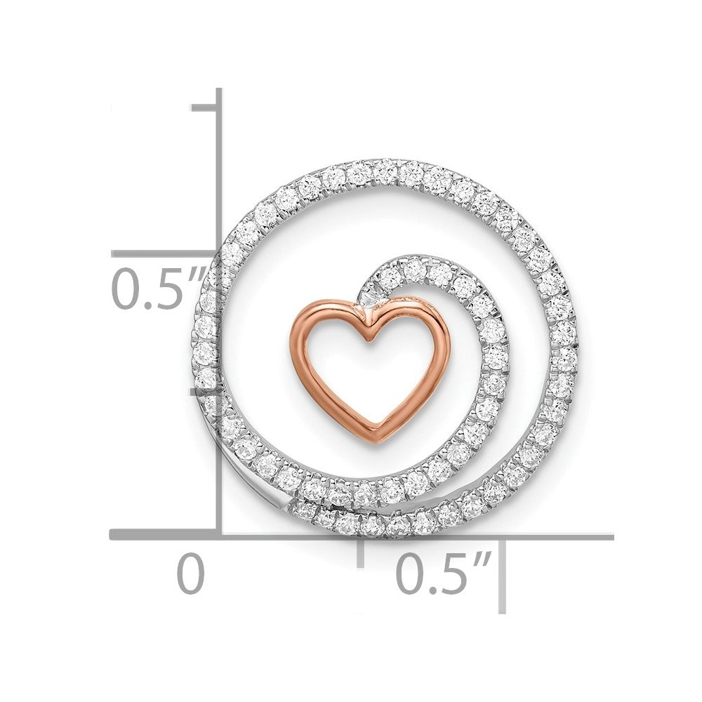 14k two tone gold white and rose circle with heart real diamond chain slide pm8540 030 wra