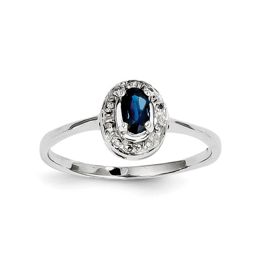 Sterling Silver Rhodium-plated Sapphire & Diamond Ring