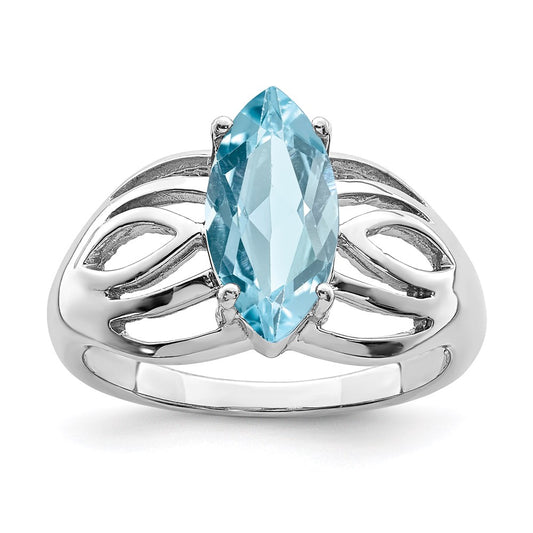 Sterling Silver Rhodium-plated Sky Blue Topaz Ring