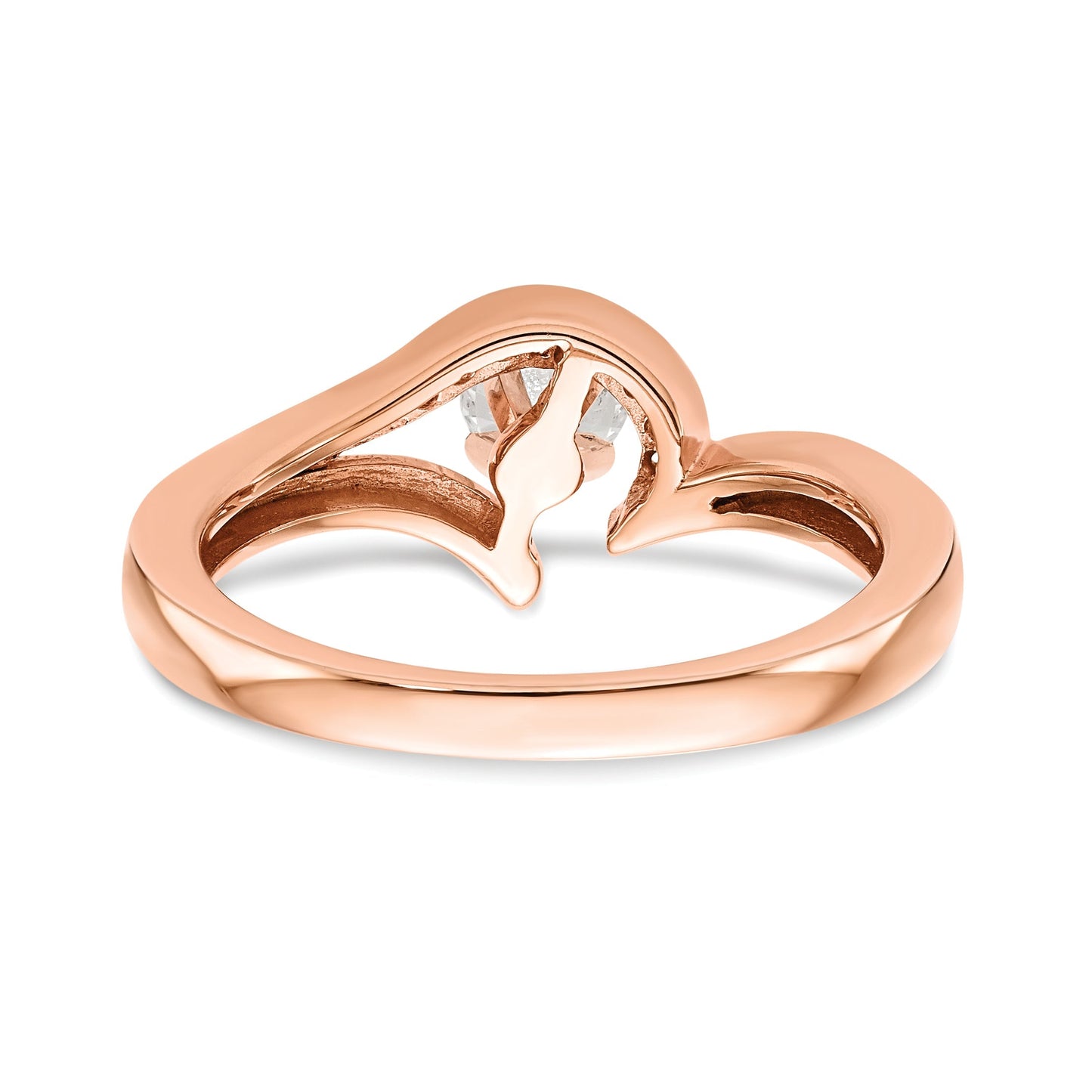 0.06kt. CZ Fest Real 14k Rose Gold Einbindung Sbeiz Durch-Pwiesieren Engagierenment Ring