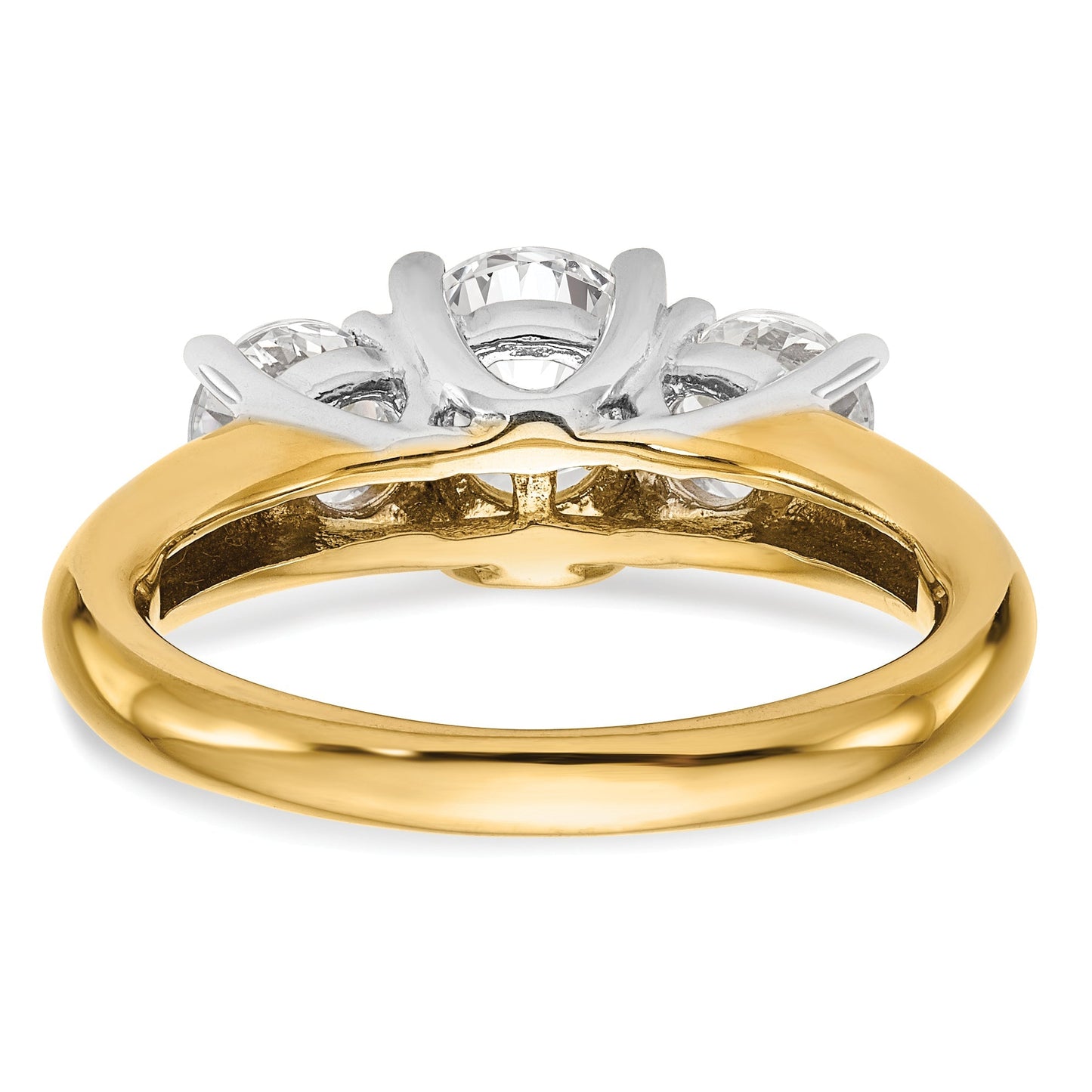 1.25kt. CZ Fest Real 14K Zwiri-Tein 3-Stein Engagierenment Ring