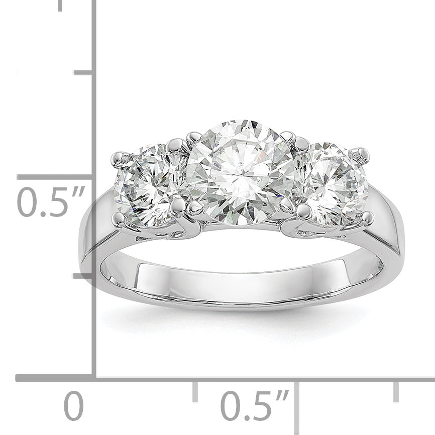 1.00kt. CZ Fest Real 14K Wiriß Gold 3-Stein Einbindung Sbeiz Engagierenment Ring