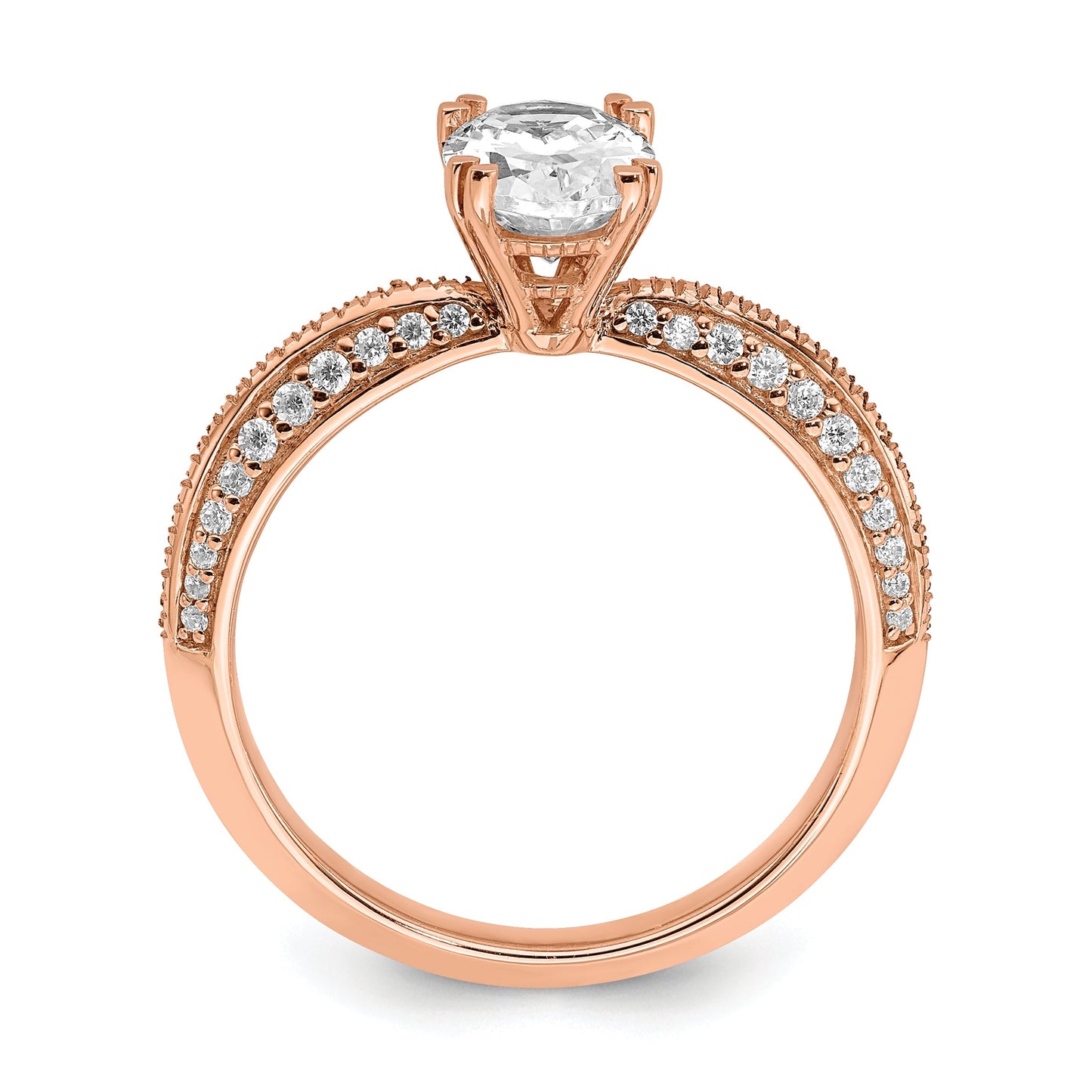 1.00kt. CZ Fest Real 14k Rose Polieren 1kt Oval Engagierenment Durchm Ring