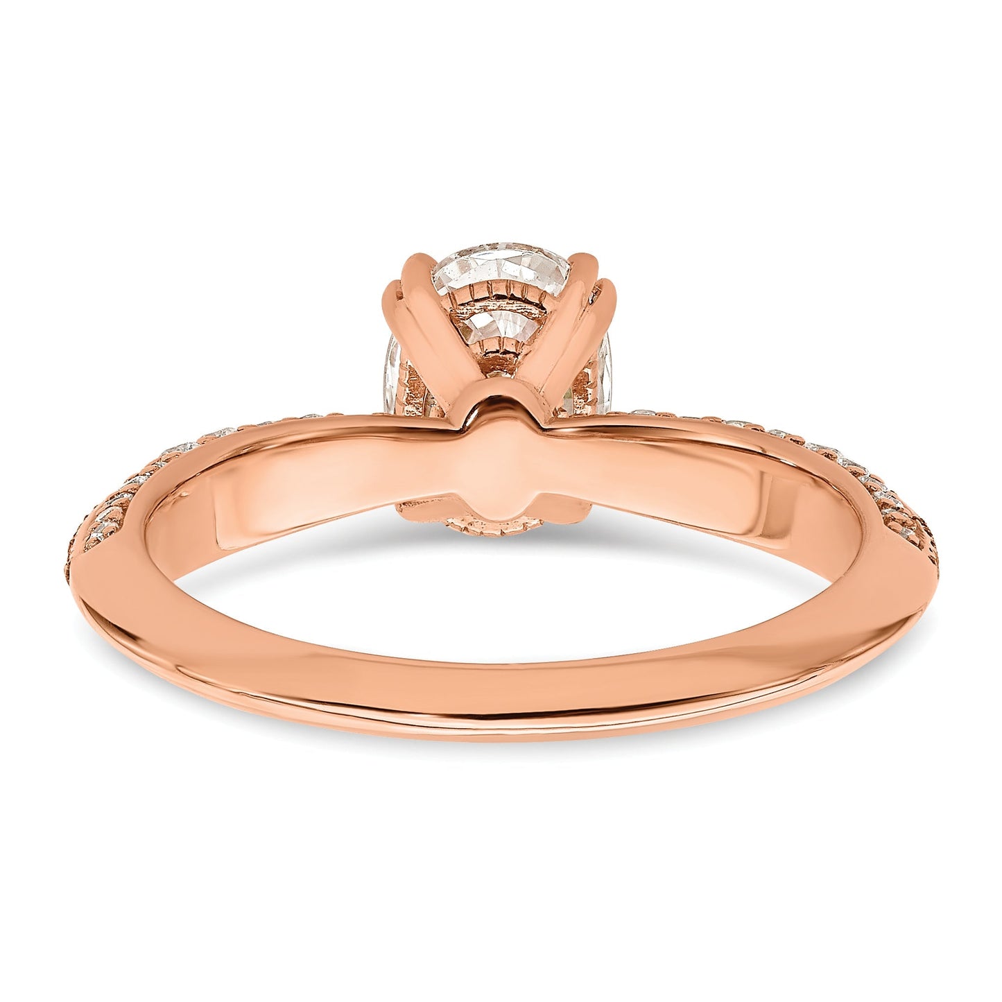 1.00kt. CZ Fest Real 14k Rose Polieren 1kt Oval Engagierenment Durchm Ring