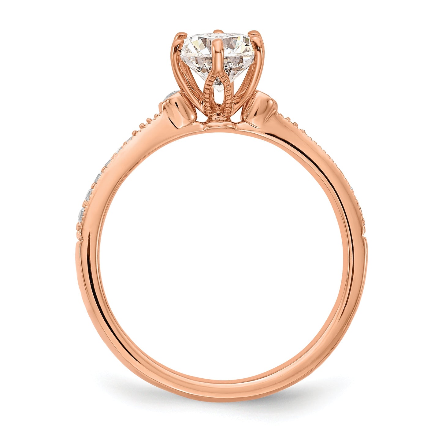 1.00kt. CZ Fest Real 14k Rose Polieren 1kt Oval Engagierenment Durchm Ring