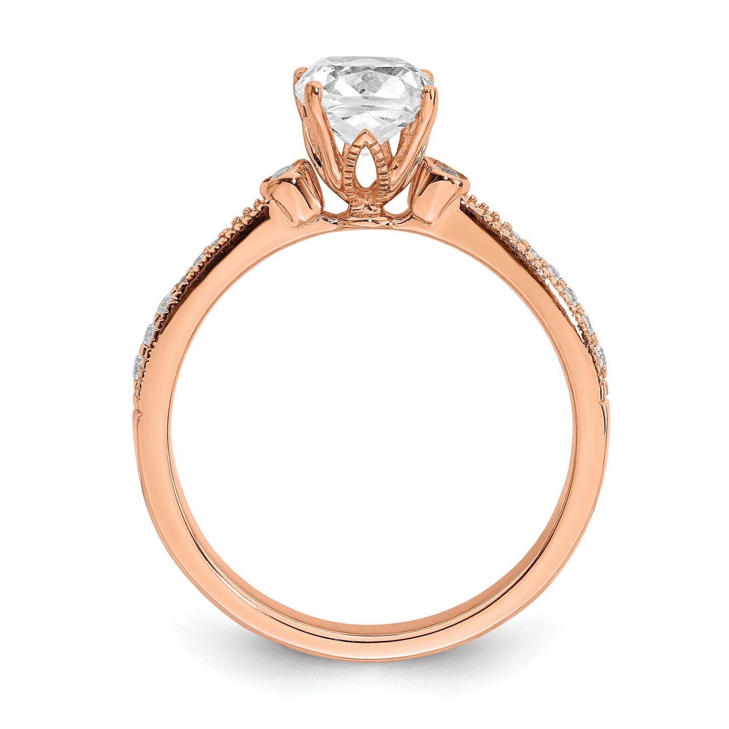 1.00kt. CZ Fest Real 14k Rose Polieren 1kt Kistsen Engagierenment Durchm Ring