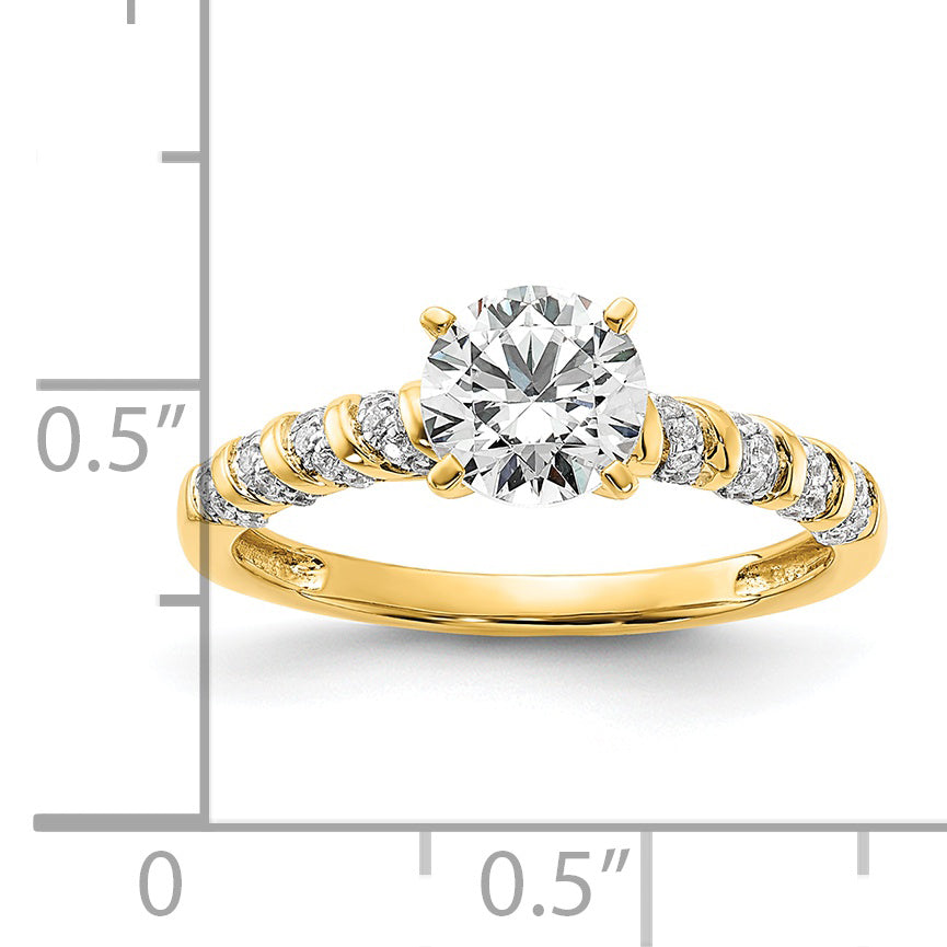 1.00kt. CZ Fest Real 14K Verdrehte Engagierenment Ring