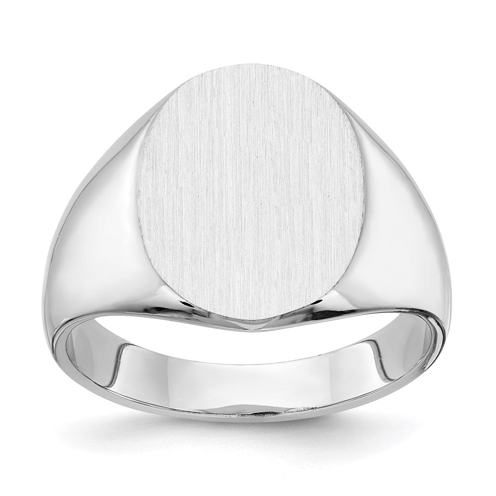 14k white gold 15 0x12 5mm closed back signet ring rs539