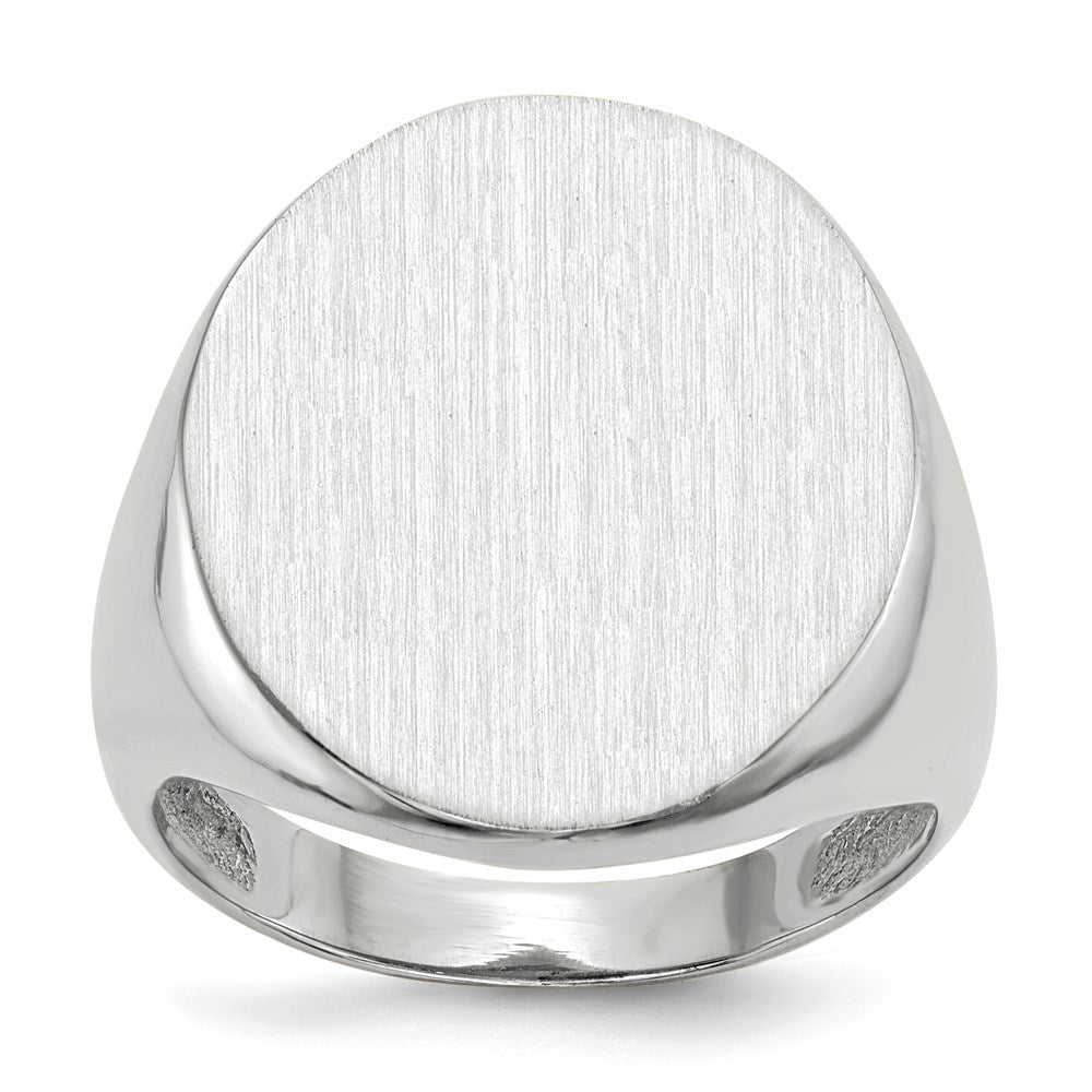 14k white gold 20 5x17 0mm closed back mens signet ring rs552