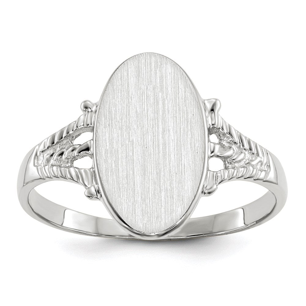 14k white gold 13 5x8 5mm closed back signet ring rs565