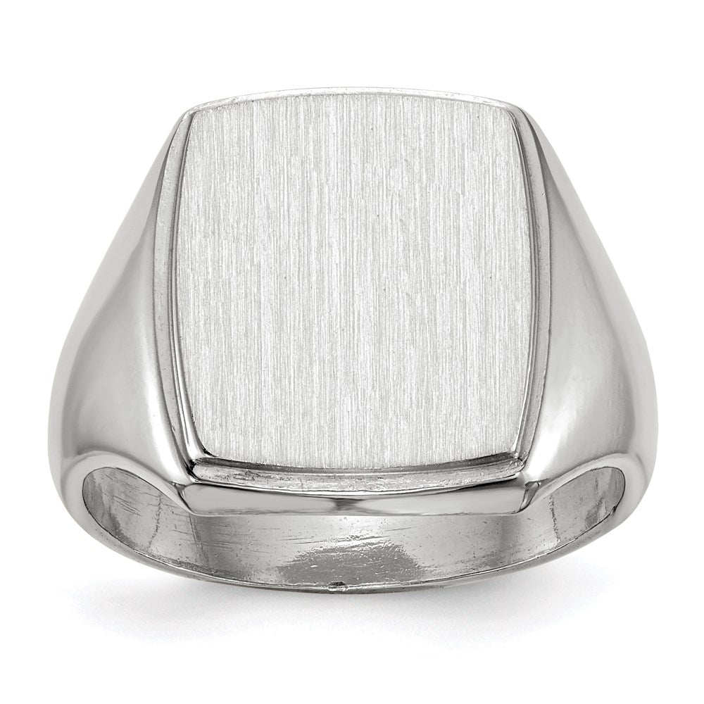 14k white gold 15 0x13 0mm closed back mens signet ring rs618