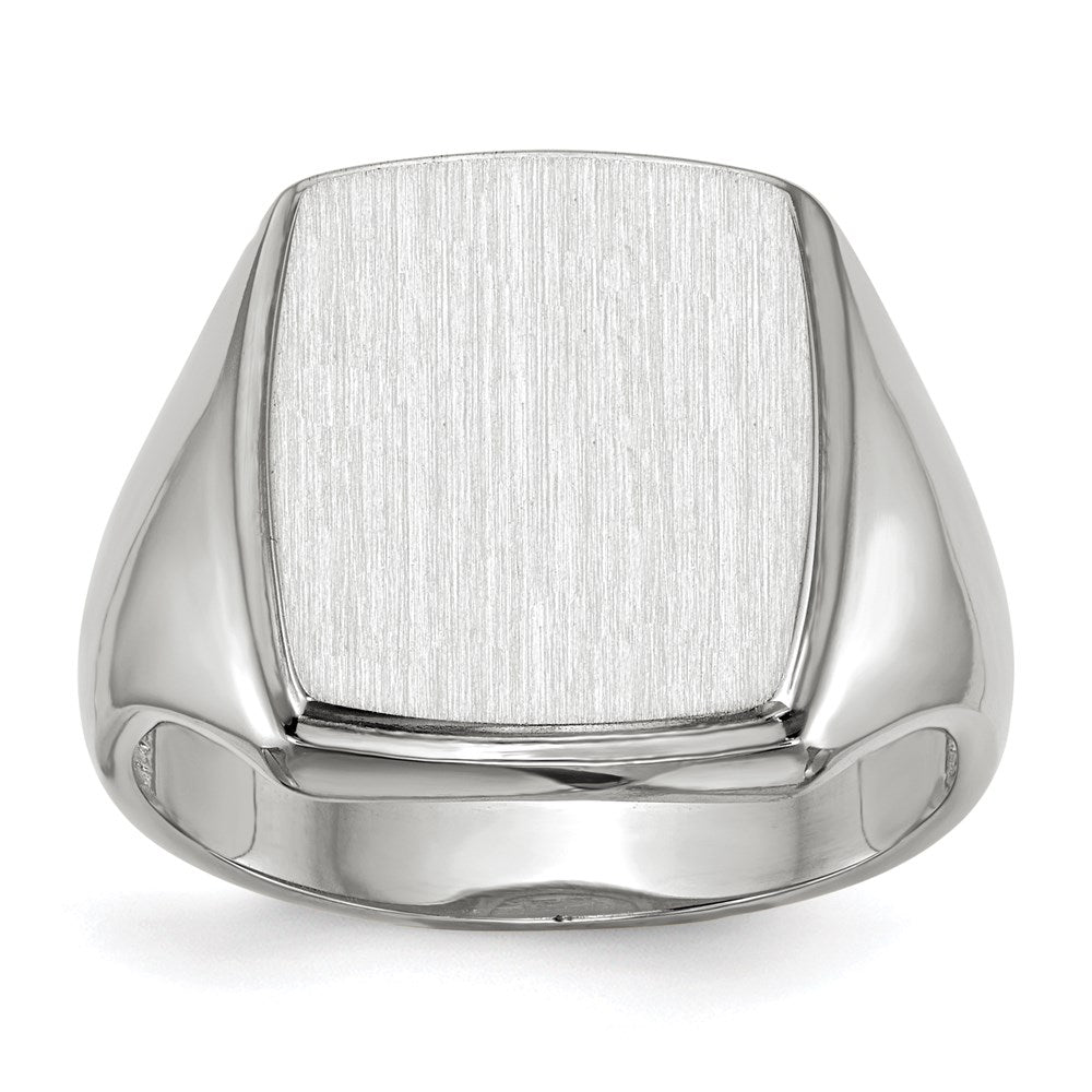 14k white gold 15 0x13 0mm open back mens signet ring rs619