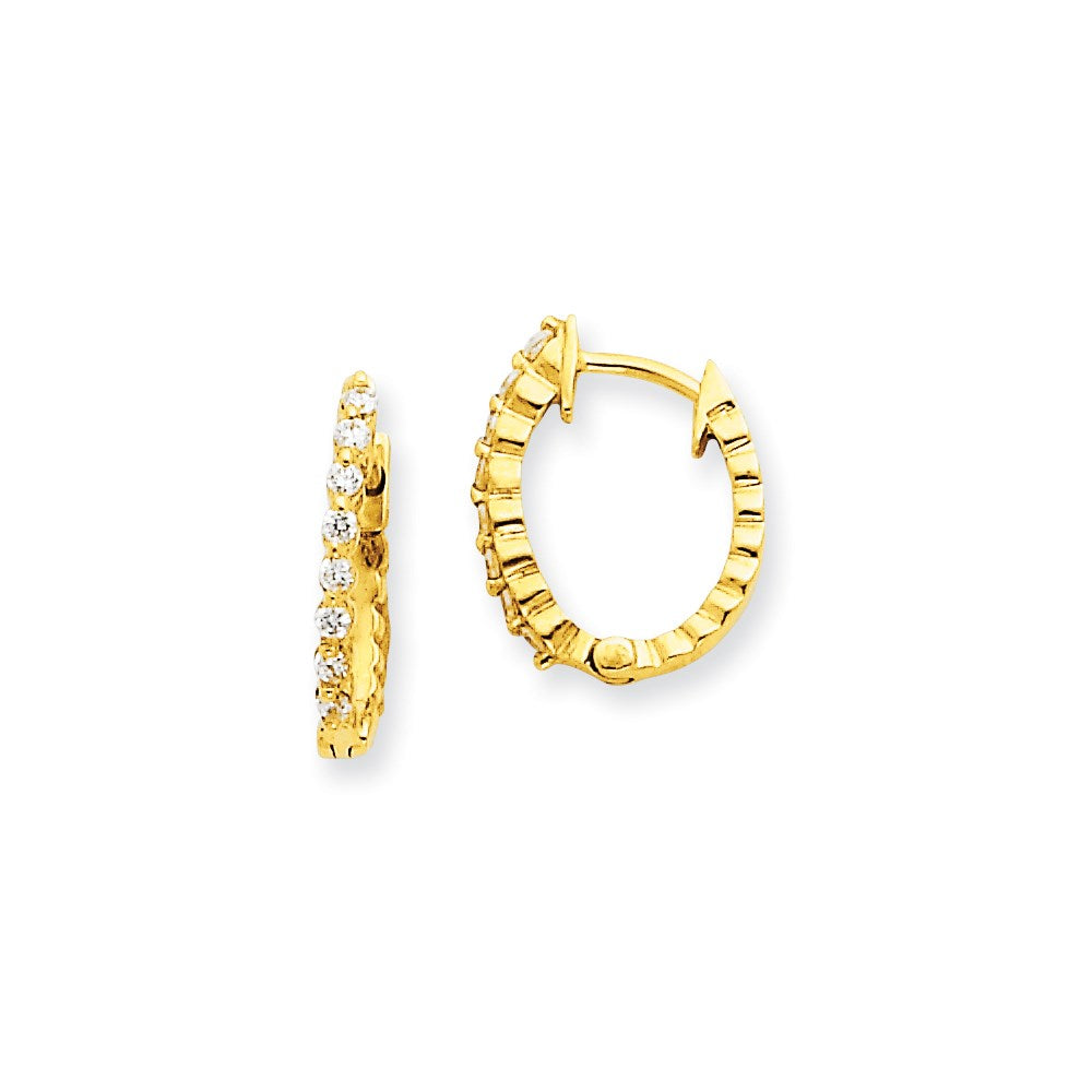 14k Yellow Gold VS Real Diamond Hinged Hoop Earrings XE1338VS