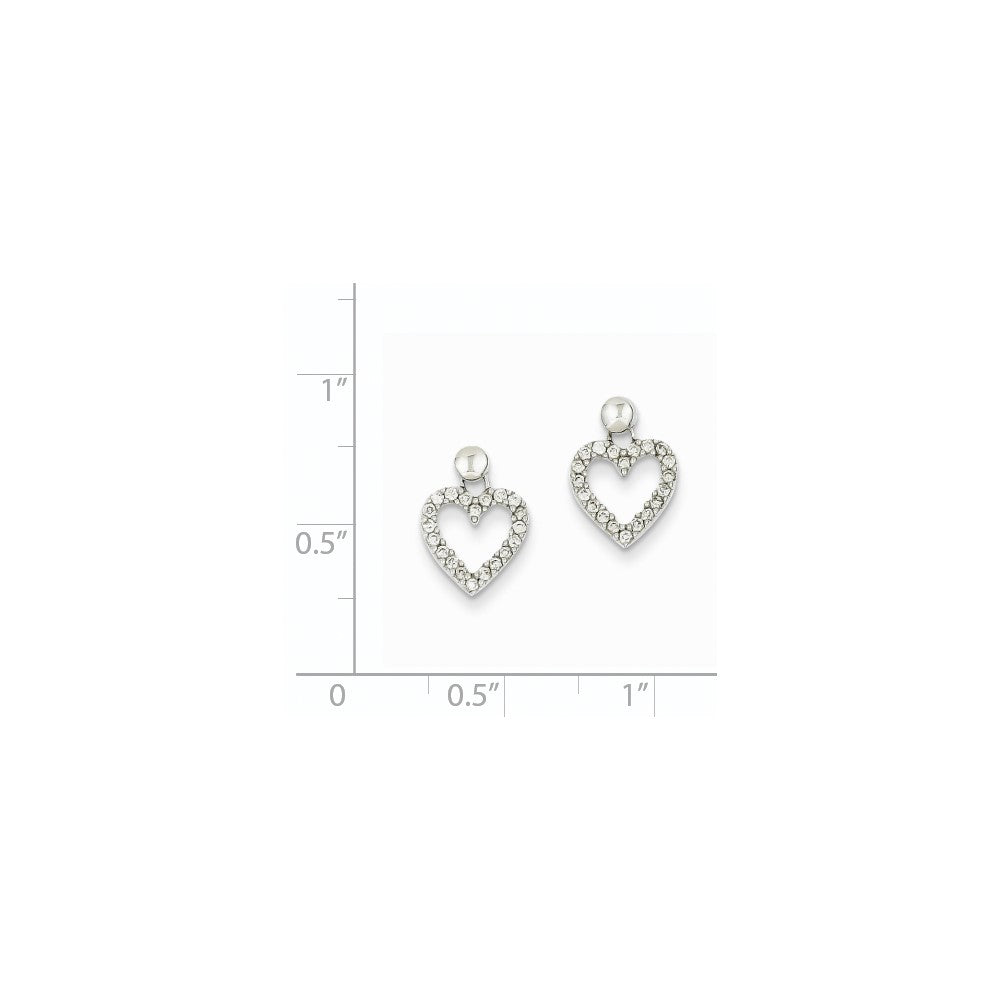 14k White Gold Real Diamond Heart Dangle Earrings XE1624A