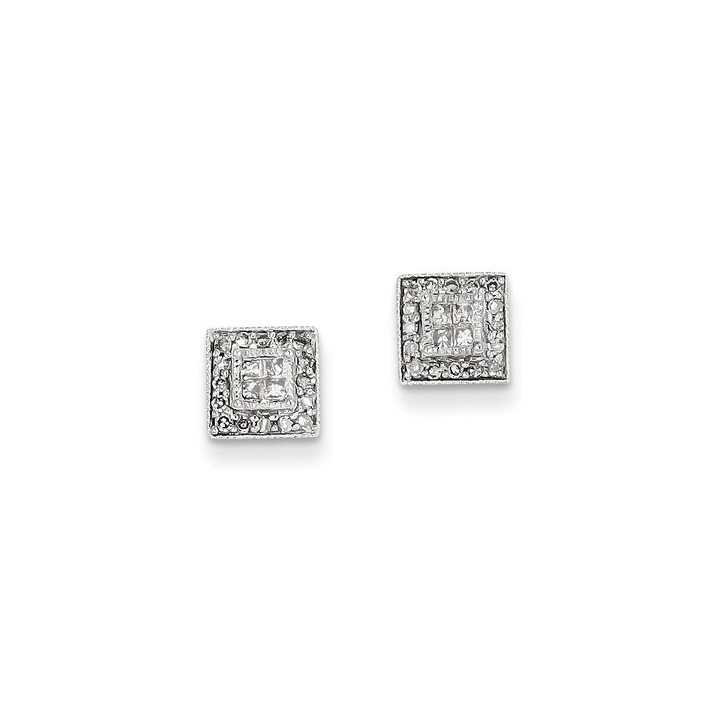 14K White Gold Real Diamond Post Earrings XE2294AA