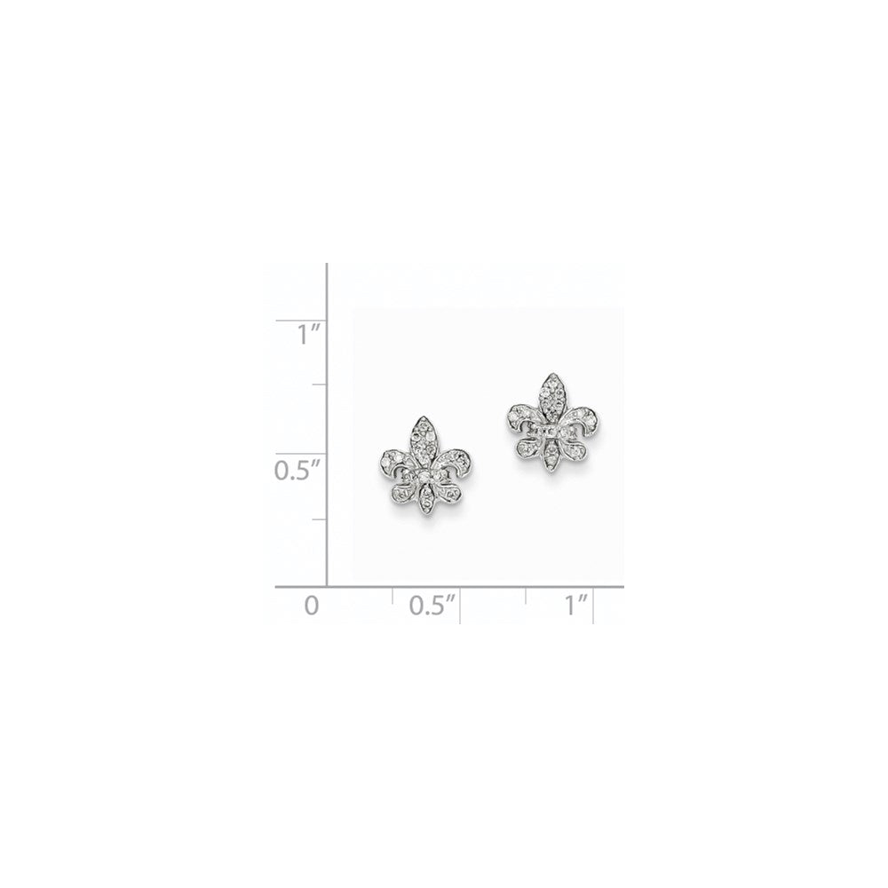 14k White Gold Real Diamond Fleur de Lis Post Earrings XE2302AA