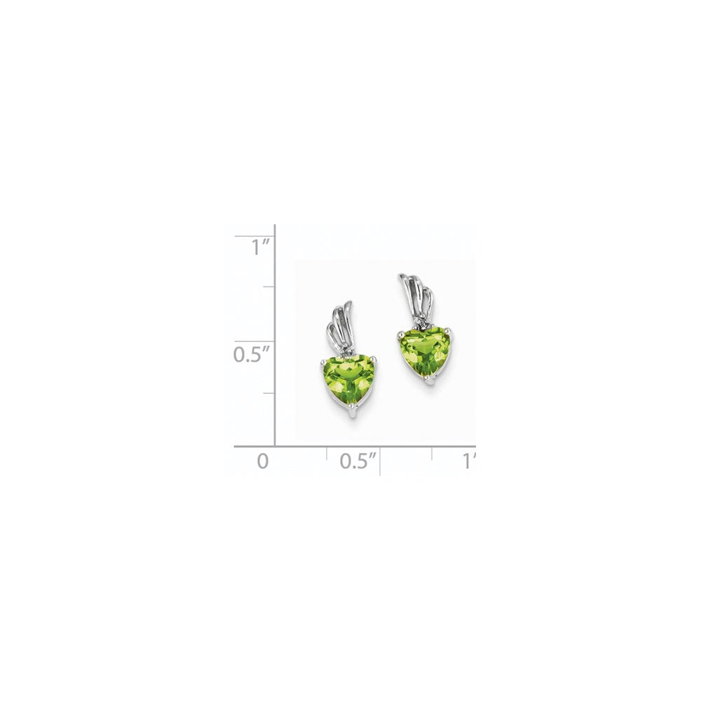 14K White Gold Real Diamond and Peridot Heart Post Earrings XE2556PE/AA