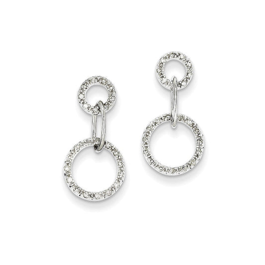 14k White Gold Real Diamond Circle Earrings XE955AA