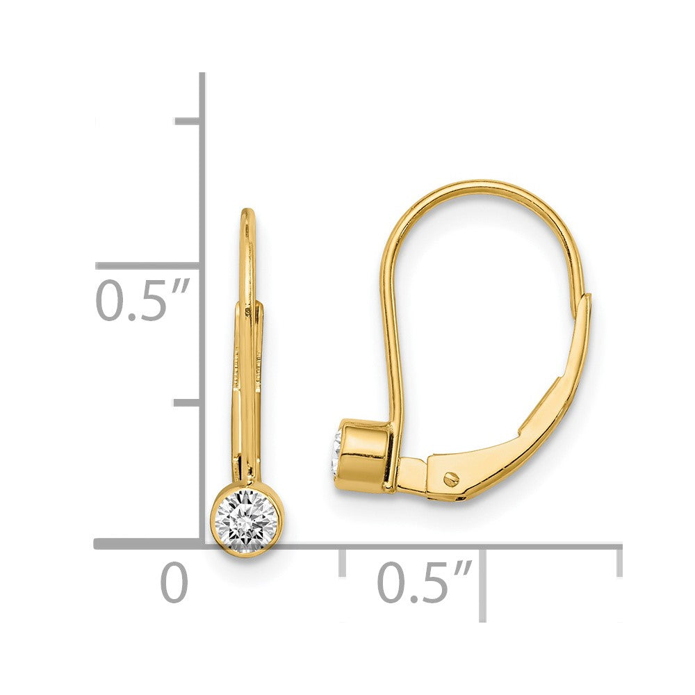 14k Yellow Gold AAA Real Diamond leverback Earrings XLB10AAA