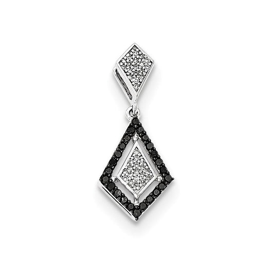 14kt white gold polished real diamond black real diamond pendant xp4688aa