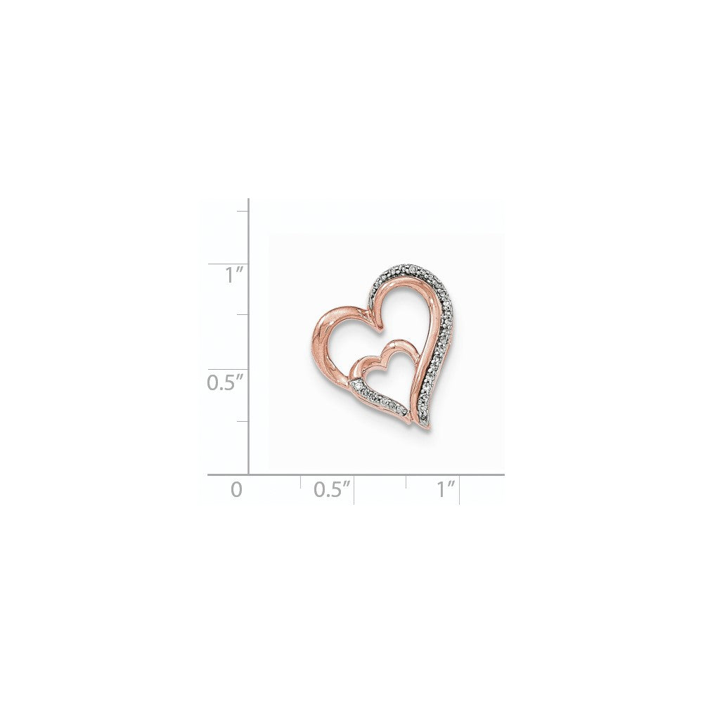 14k rose gold real diamond open heart slide pendant xp4908aa