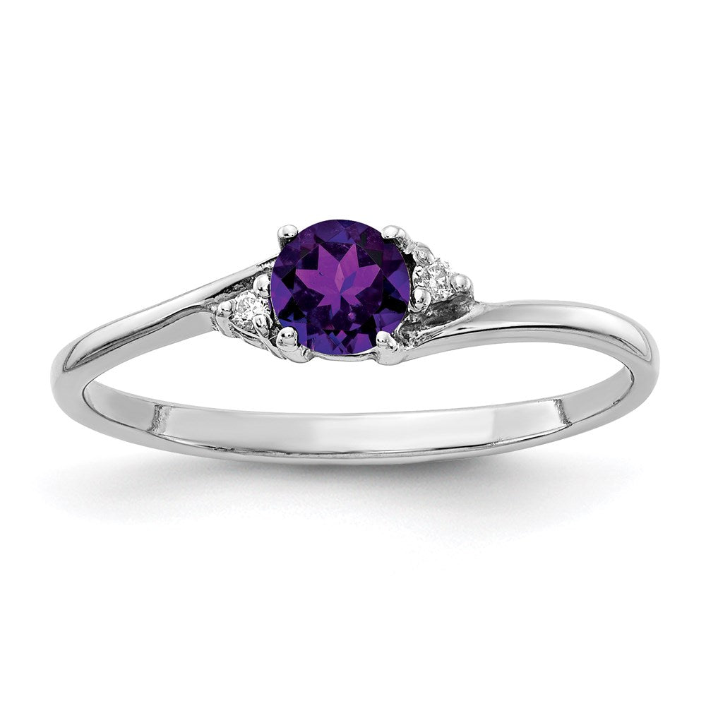 14k Wiriß Gold 4mm Amethyst A Real DurchMeinnt Ring