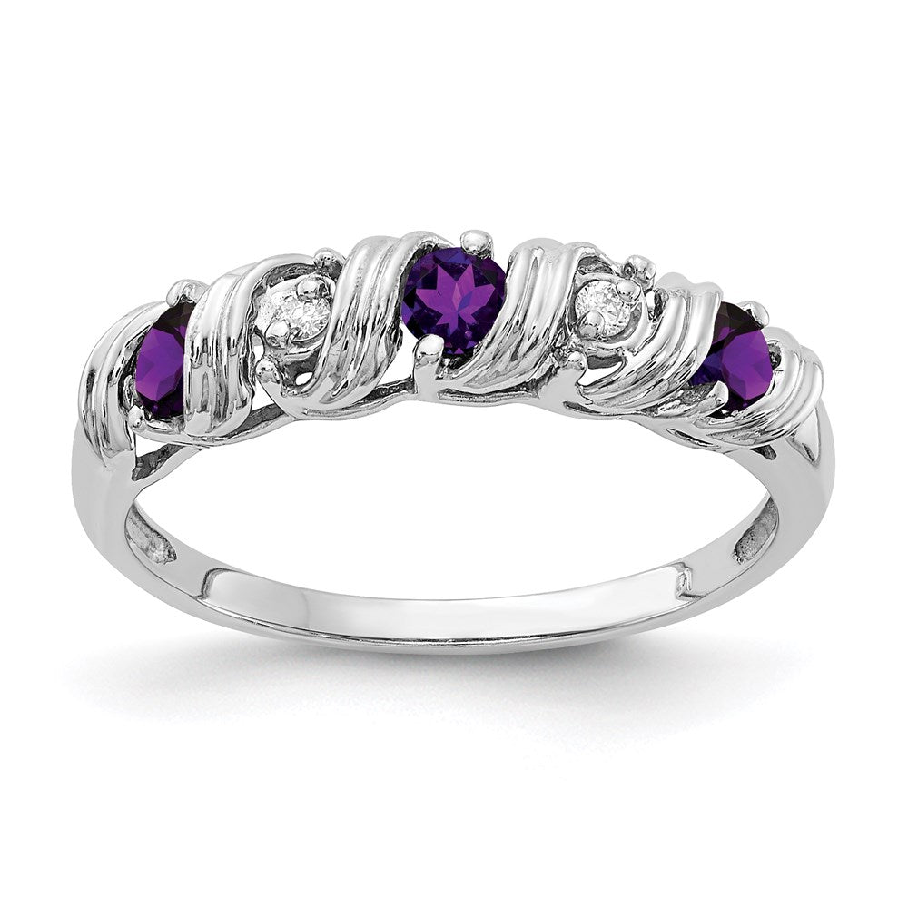 14k Wiriß Gold 2.75mm Amethyst A Real DurchMeinnt Ring