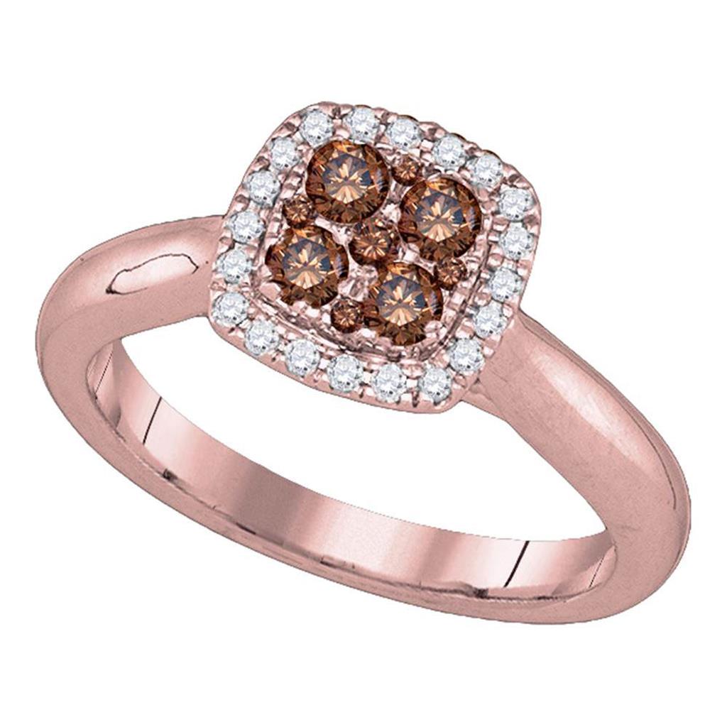 14k Rose Gold Runden Braun DurchMeinnt Quadrbei Ring 1/2 Ktzw