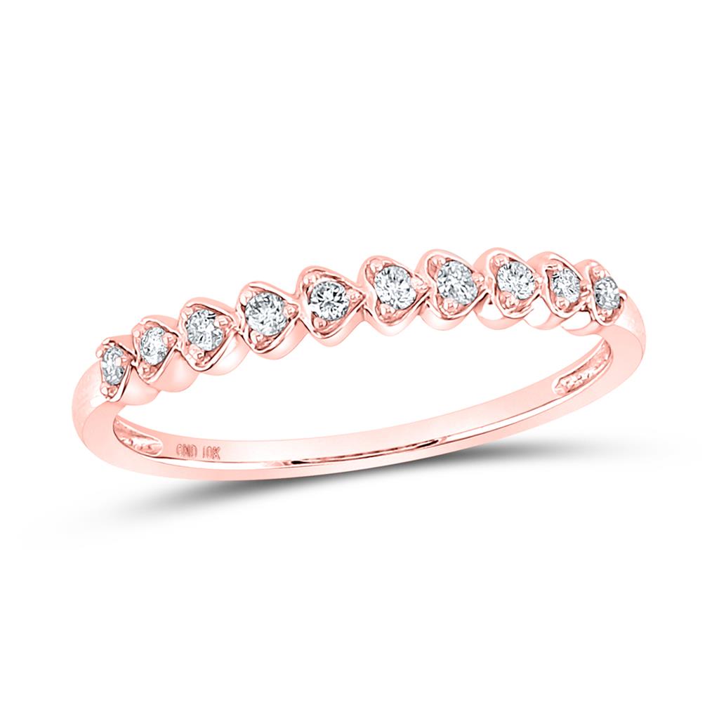 14kt Rose Gold Runden DurchMeinnt Siez Stapelbar Verbotd Ring 1/10 Ktzw