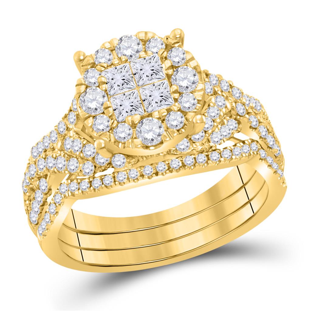1 1/2 CT Nbeiürlich DurchMeinnt Braut Engagierenment Ring Sbeiz in Fest 14K Gelb Gold