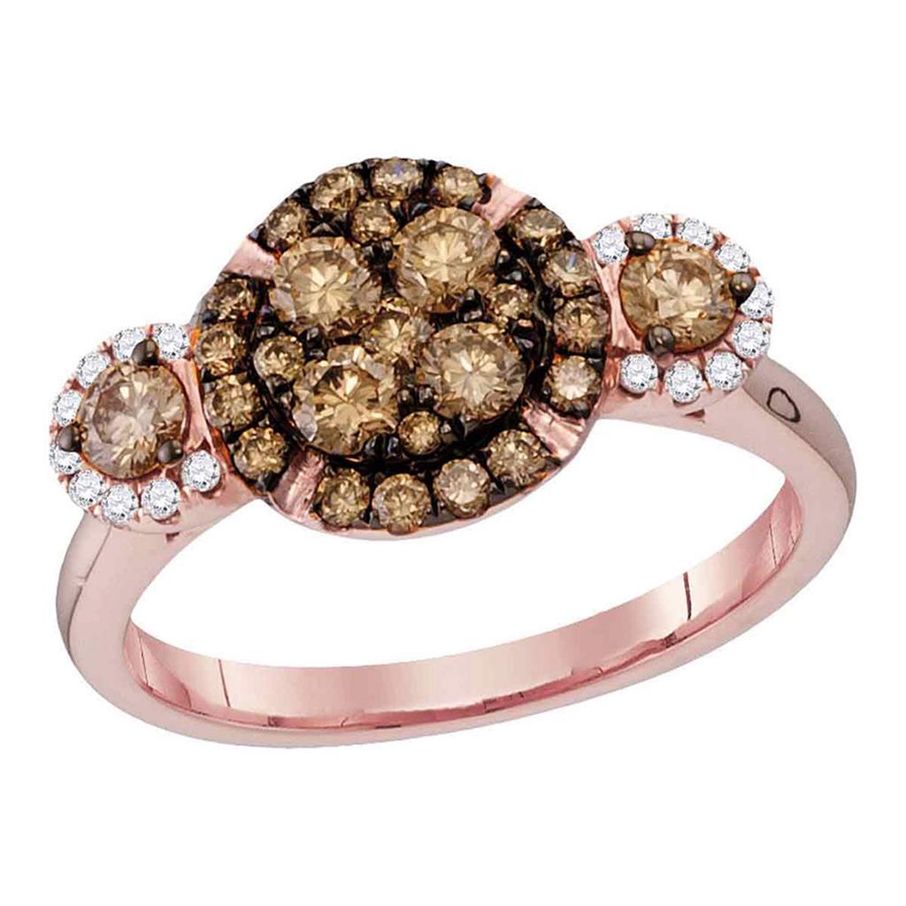 14k Rose Gold Runden Braun DurchMeinnt CLüster Braut Engagierenment Ring 1 Ktzw