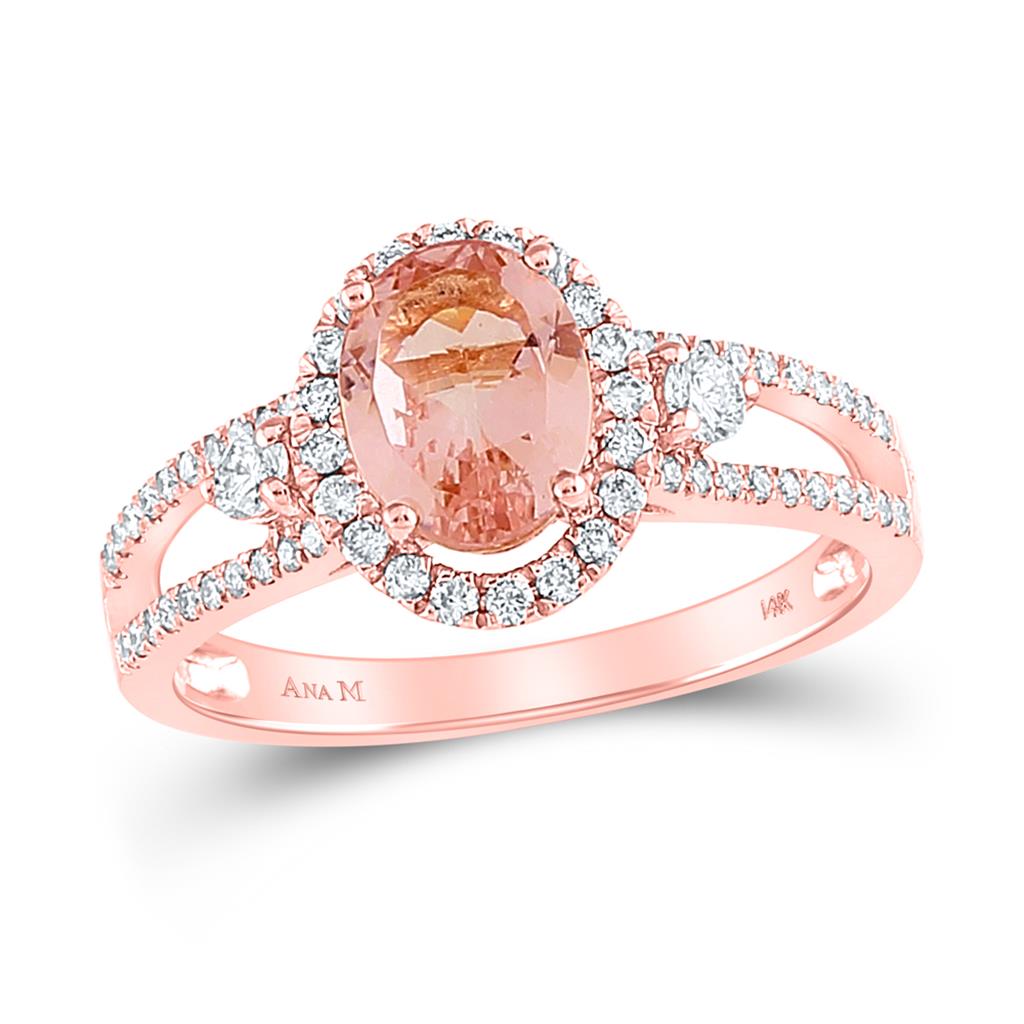 14k Rose Gold Oval Modergeines Solesär Ring 1-3/8 Ktzw