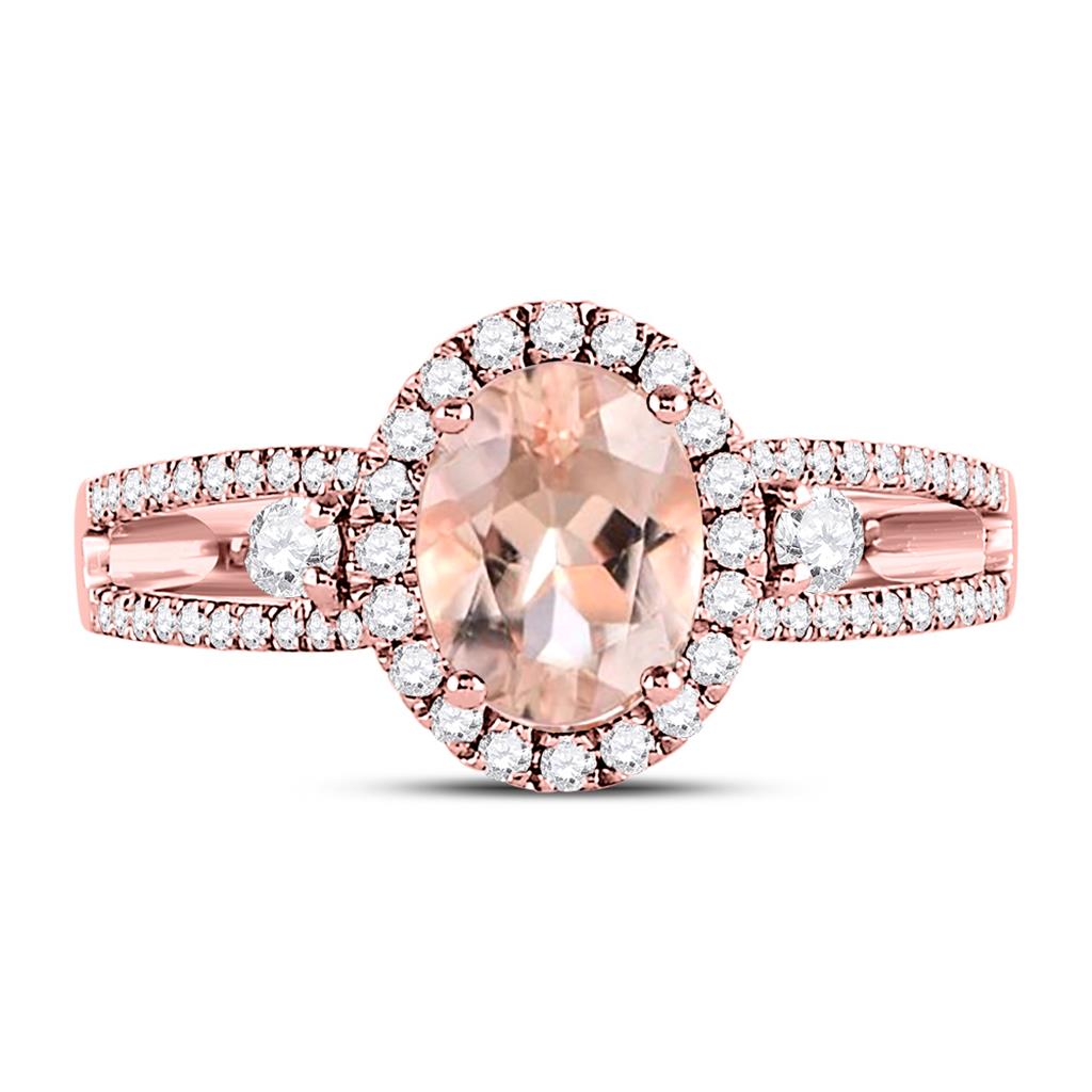 14k Rose Gold Oval Modergeines Solesär Ring 1-3/8 Ktzw