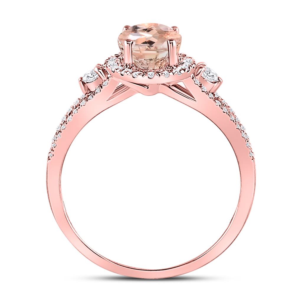 14k Rose Gold Oval Modergeines Solesär Ring 1-3/8 Ktzw