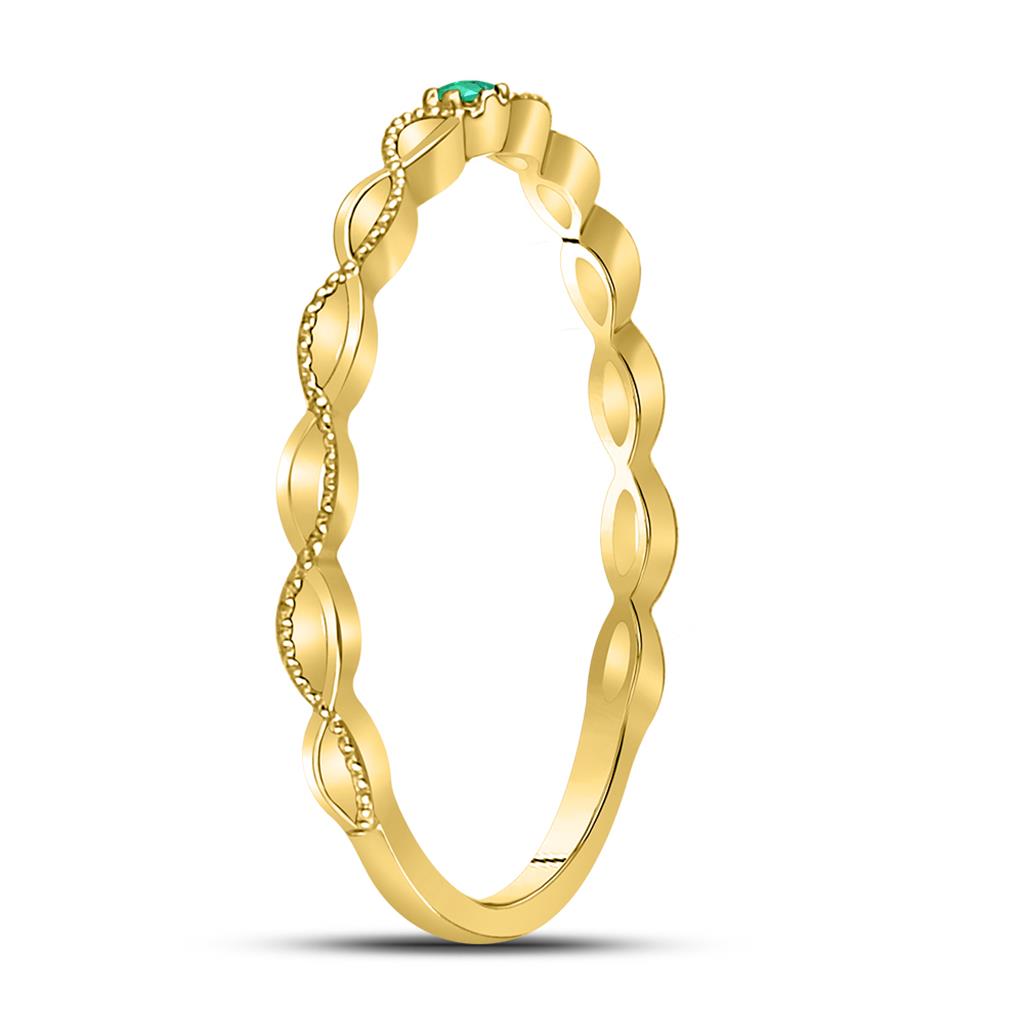 10k Gelb Gold Runden Smaragd Solesär MilErhaltenreide Stapelbar Verbotd Ring .01 Ktzw