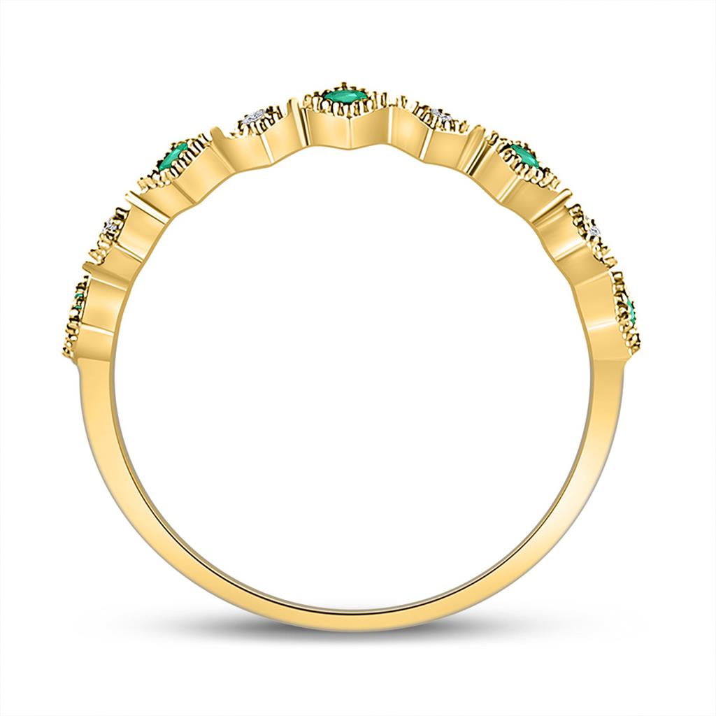 10k Gelb Gold Runden Smaragd DurchMeinnt Quadrbei Stapelbar Verbotd Ring 1/5 Ktzw
