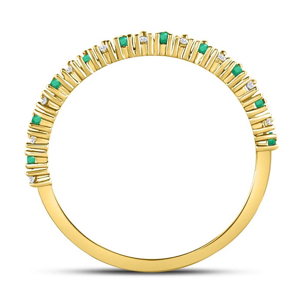 10k Gelb Gold Runden Smaragd DurchMeinnt Stapelbar Verbotd Ring 1/5 Ktzw
