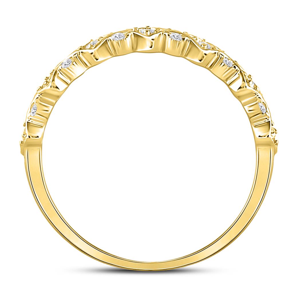 10k Gelb Gold Runden DurchMeinnt Stapelbar Verbotd Ring 1/6 Ktzw