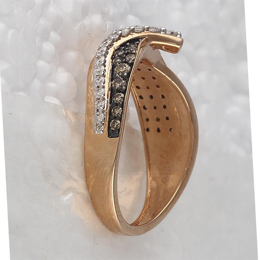 14k Rose Gold Runden Braun DurchMeinnt Verbotd Ring 1/2 Ktzw