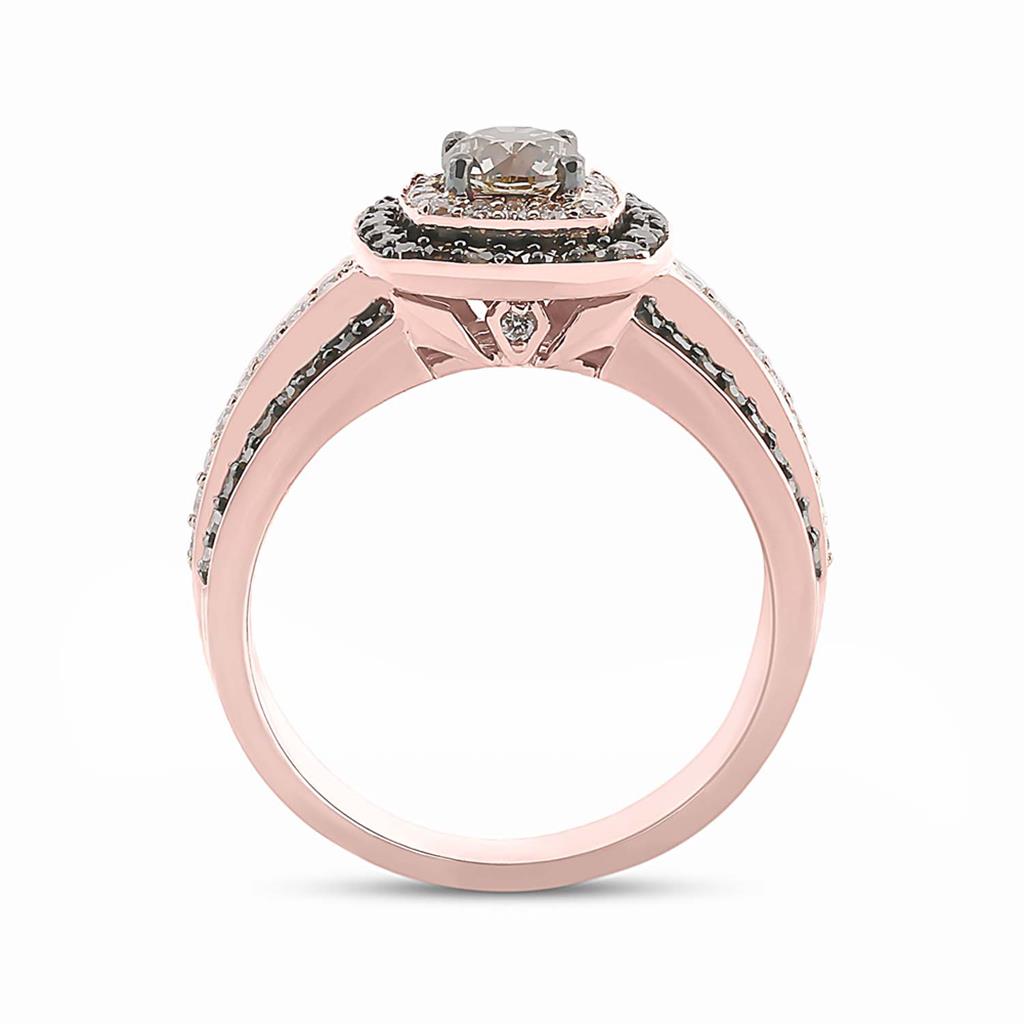 14k Rose Gold Runden Braun DurchMeinnt Heiligenscerin Braut Engagierenment Ring 1-1/4 Ktzw