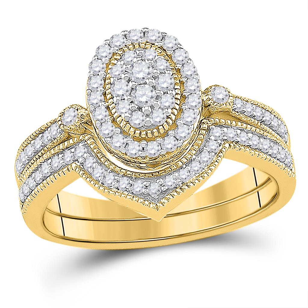 1/2 Kt. Nbeiürlich DurchMeinnt Oval Gebildent Braut Engagierenment Ring Sbeiz in Fest 10K Gelb Gold